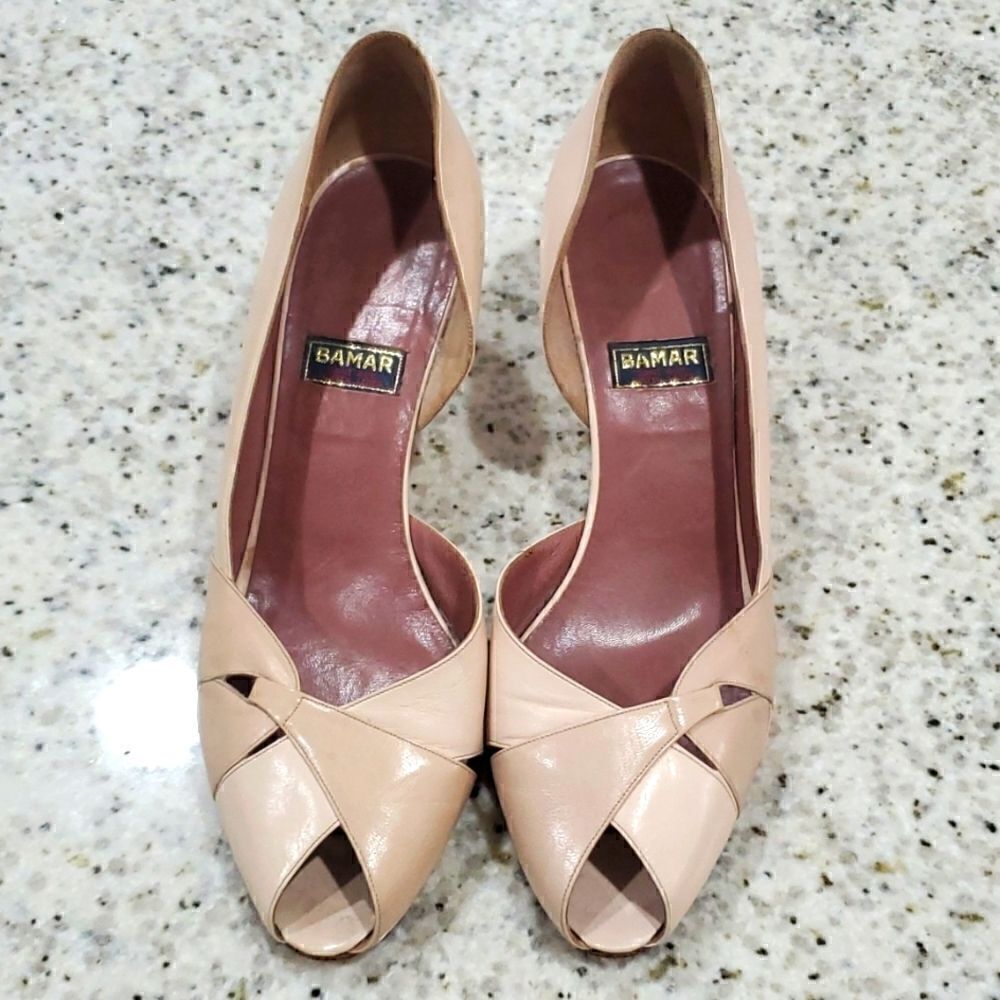 Bamar Women’s Leather Nude Heels, from Italy, size 39 1/2 - Picture 5 of 7